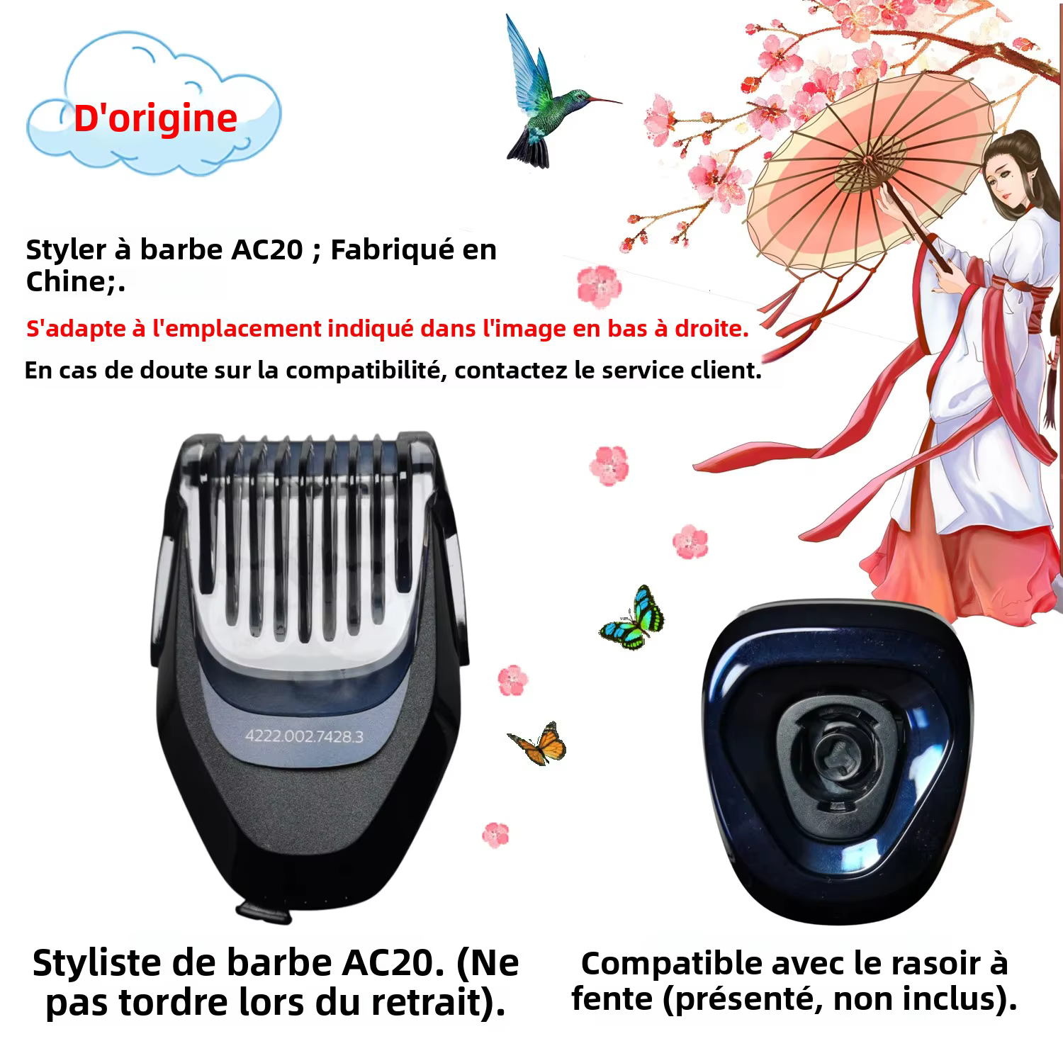 Styler de barbe réglable AC20 avec 5 réglages de longueur pour rasoir S5531 S5666 S7731 S7782 S8050 S9987 XP9201 XP9405