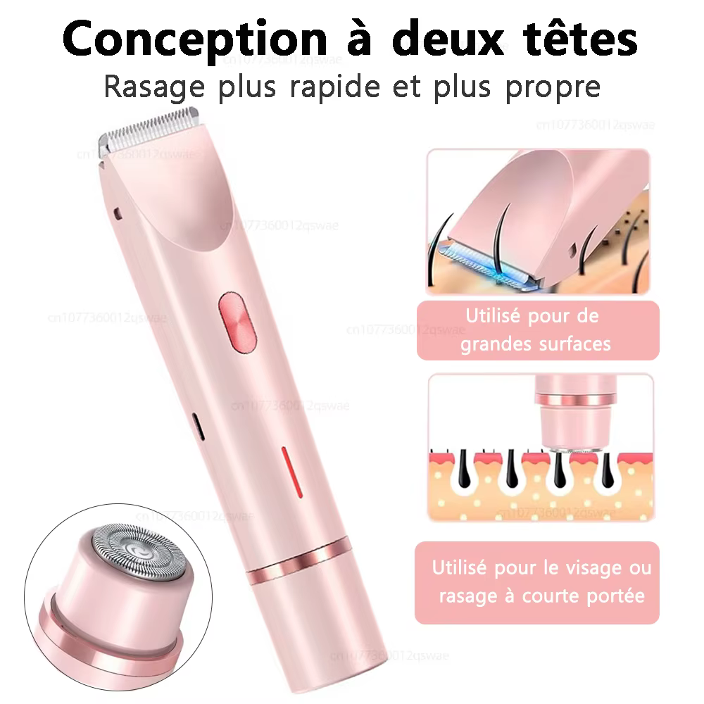 Rasoir électrique à double tête pour femme