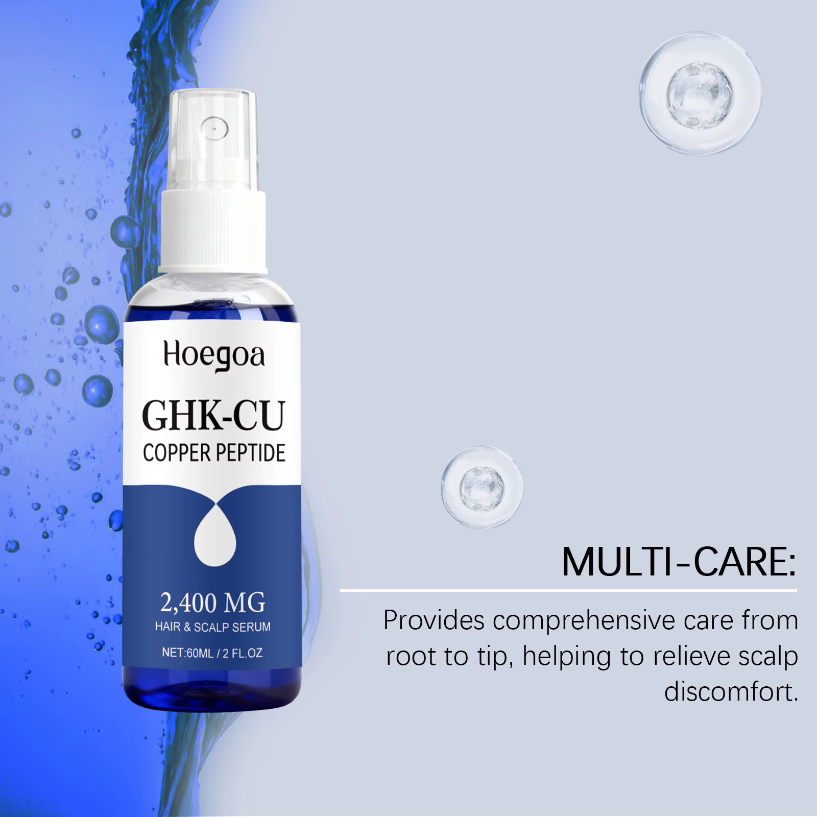 Sérum capillaire hydratant en spray au peptide de cuivre Ghk-Cu pour la croissance des cheveux