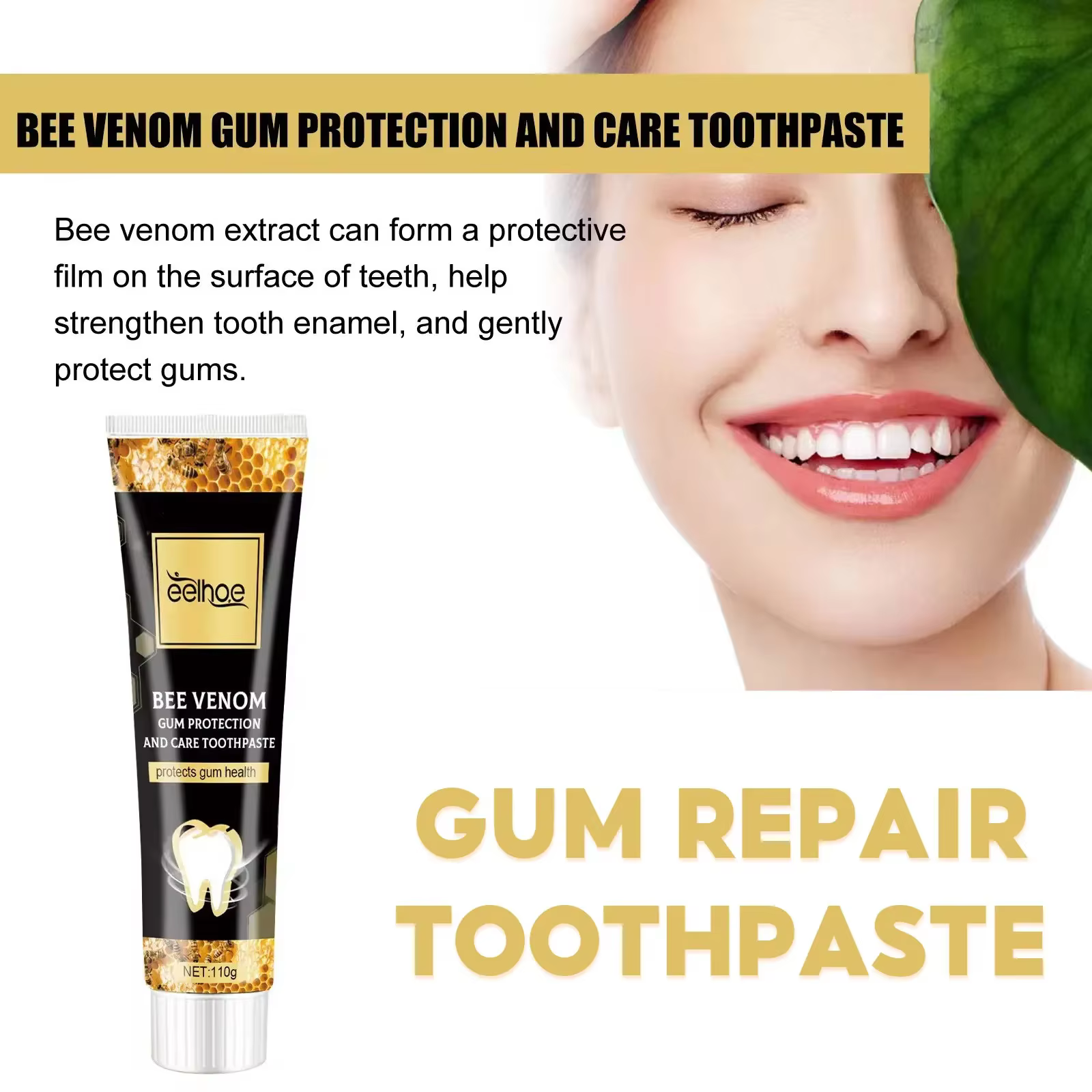 Dentifrice réparateur de gencives, élimination de la plaque dentaire, élimination des caries, protection contre la mauvaise haleine, décoloration des taches dentaires, nettoyage en profondeur, éclairc
