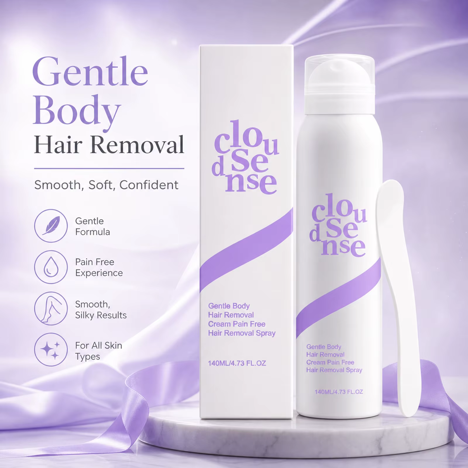 Mousse dépilatoire en spray douce et indolore pour aisselles, jambes et bras, pour une peau lisse sans points noirs, dépilatoire rafraîchissant
