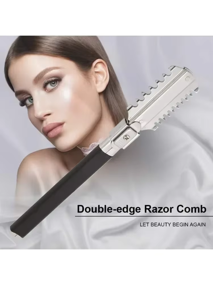 Manche en caoutchouc professionnelle bord amovible en acier inoxydable rasoir de rasage professionnel barbier cheveux rasoirs droits