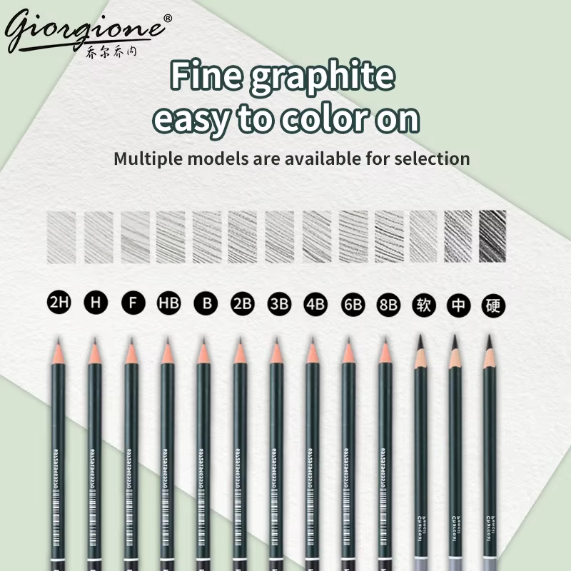 GOIRGIONE Pro Sketch Set 10/12/19/27 crayons graphite et charbon de bois boîte de fer vert Portable dessin croquis pour artistes étudiants