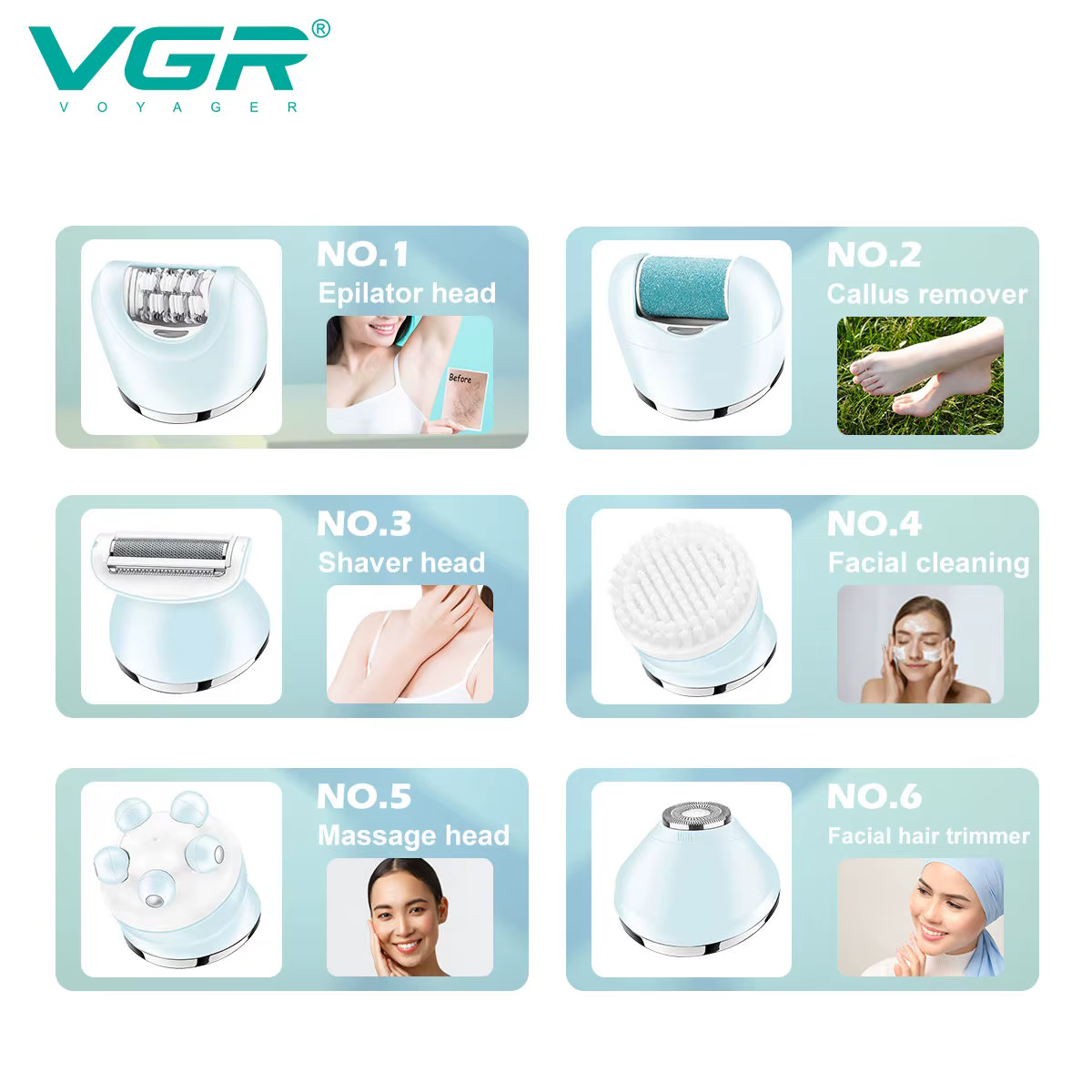 Vgaz733-Épilateur électrique pour femmes