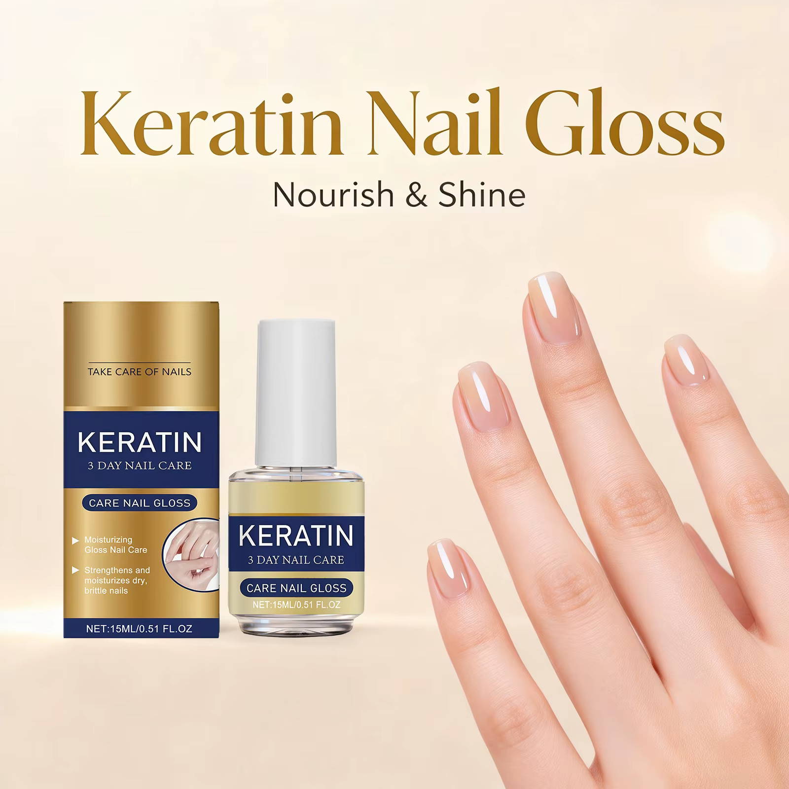 Huile Fortifiante pour Ongles à la Kératine – Réparation Végétale, Prévient la Casse, Nourrit en Profondeur, Traitement de Base, Renforce les Ongles