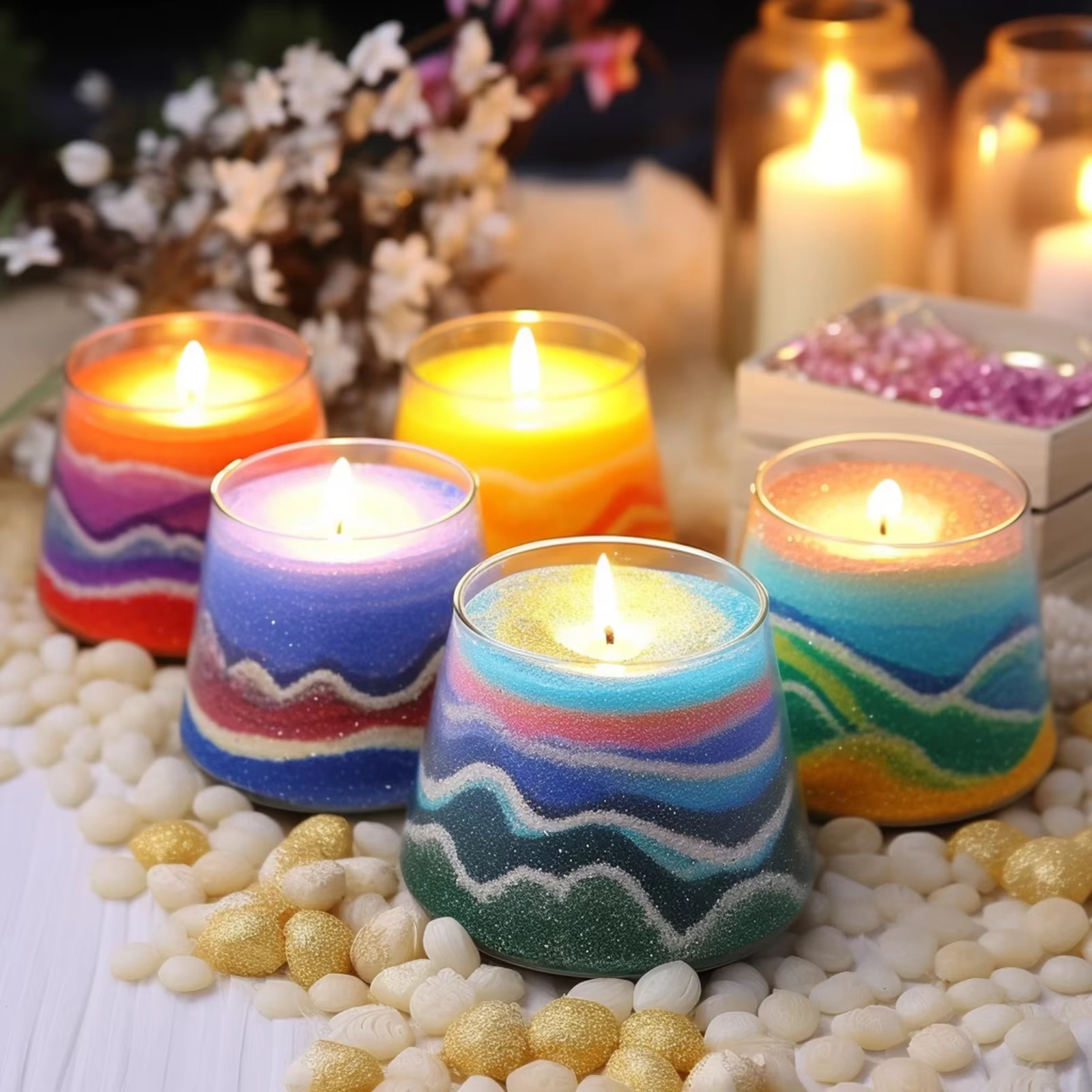 Cire de sable Combustible colorée 10G/50G, fournitures de fabrication de bougies, peinture de sable créative, flocon de neige, bougie en cire, cadeaux artisanaux