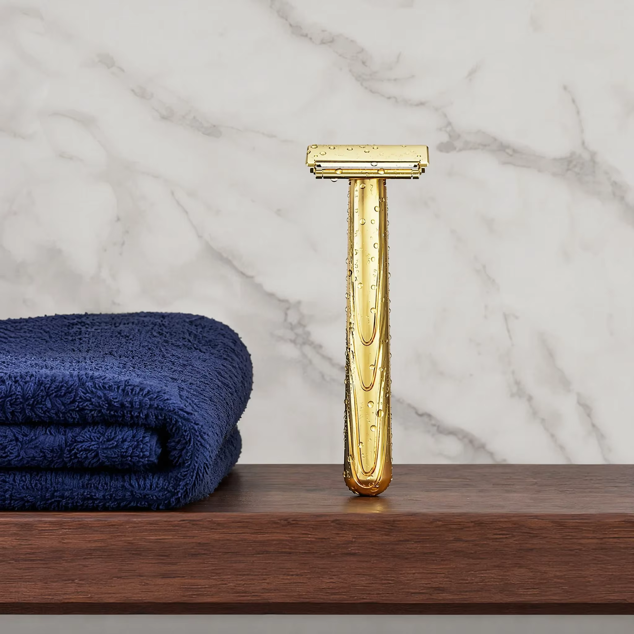 RZACLEAFashionable Luxury Gold Plated Double Edge Safety Razor Classic Manual Wet Shaver for Men Vacation Razors