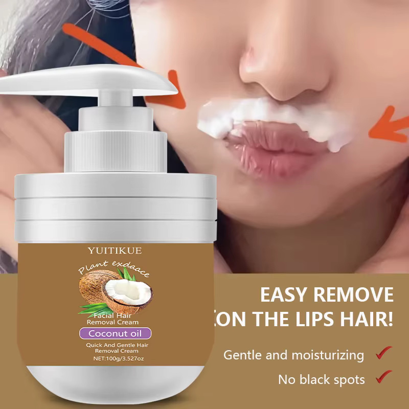 Crème dépilatoire pour le visage 100g – Rapide et douce à l'huile de noix de coco