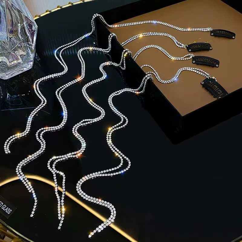 Épingles à cheveux brillantes pour femmes, pinces à cheveux à pampilles, barrettes tressées, bande de sauna, queue de cheval, accessoires pour cheveux, vêtements de sauna