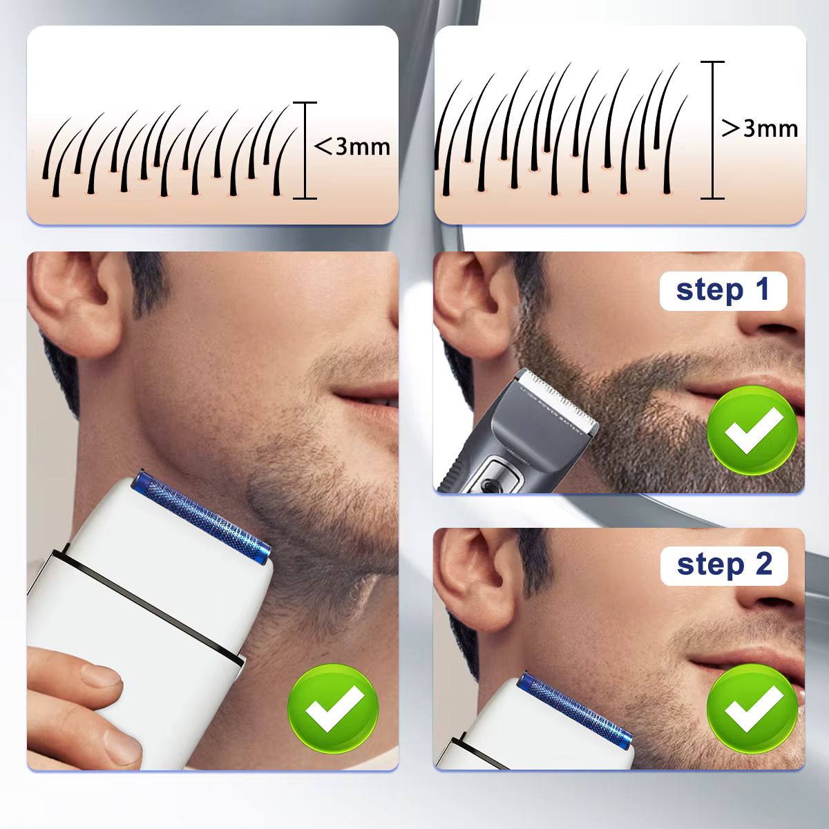 ROSYOUS RS620 Machine à raser pour hommes 10000 tr/min Double feuille bleu couteau hypoallergénique Net tondeuse à barbe électrique salon de coiffure