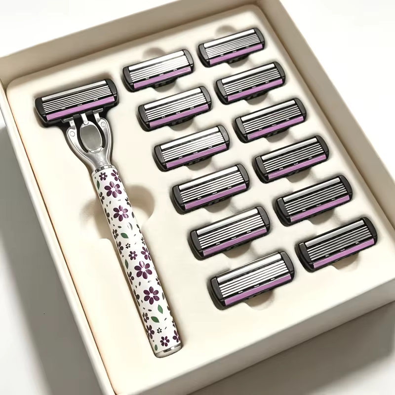 Ensemble de rasoirs à 6 lames, 13 pièces, lames ultra-affûtées, rinçage facile, portable (sans boîte cadeau)