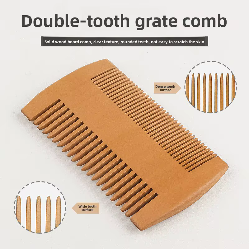Ensemble professionnel de brosse et peigne à barbe en bois pour hommes, outil de soin de la moustache, poils de sanglier naturels pour peigner les barbes, cadeau