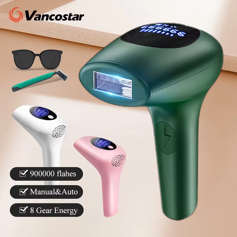 Combiné d'épilation au laser portable Vancostar 900000 Flashes Épilateur permanent indolore pour femme à la maison