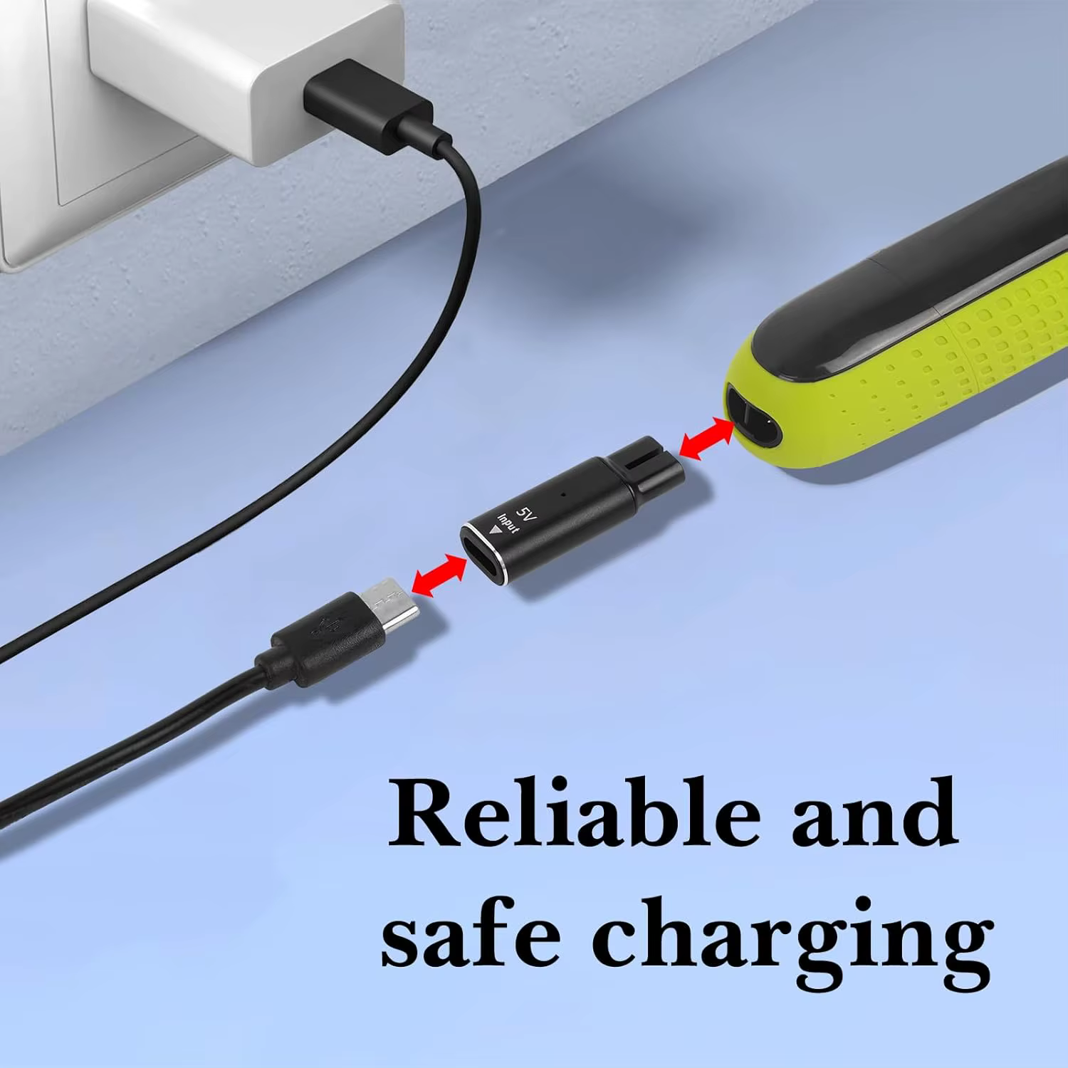 Adaptateur de chargeur de rasoir USB C vers 5V avec voyant lumineux pour Philips Norelco OneBlade QP2724 QP2834 QP4530 QP1924