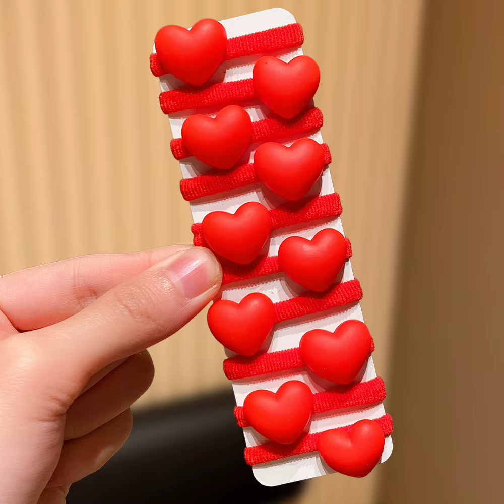 Attaches pour cheveux en forme de cœur rouge