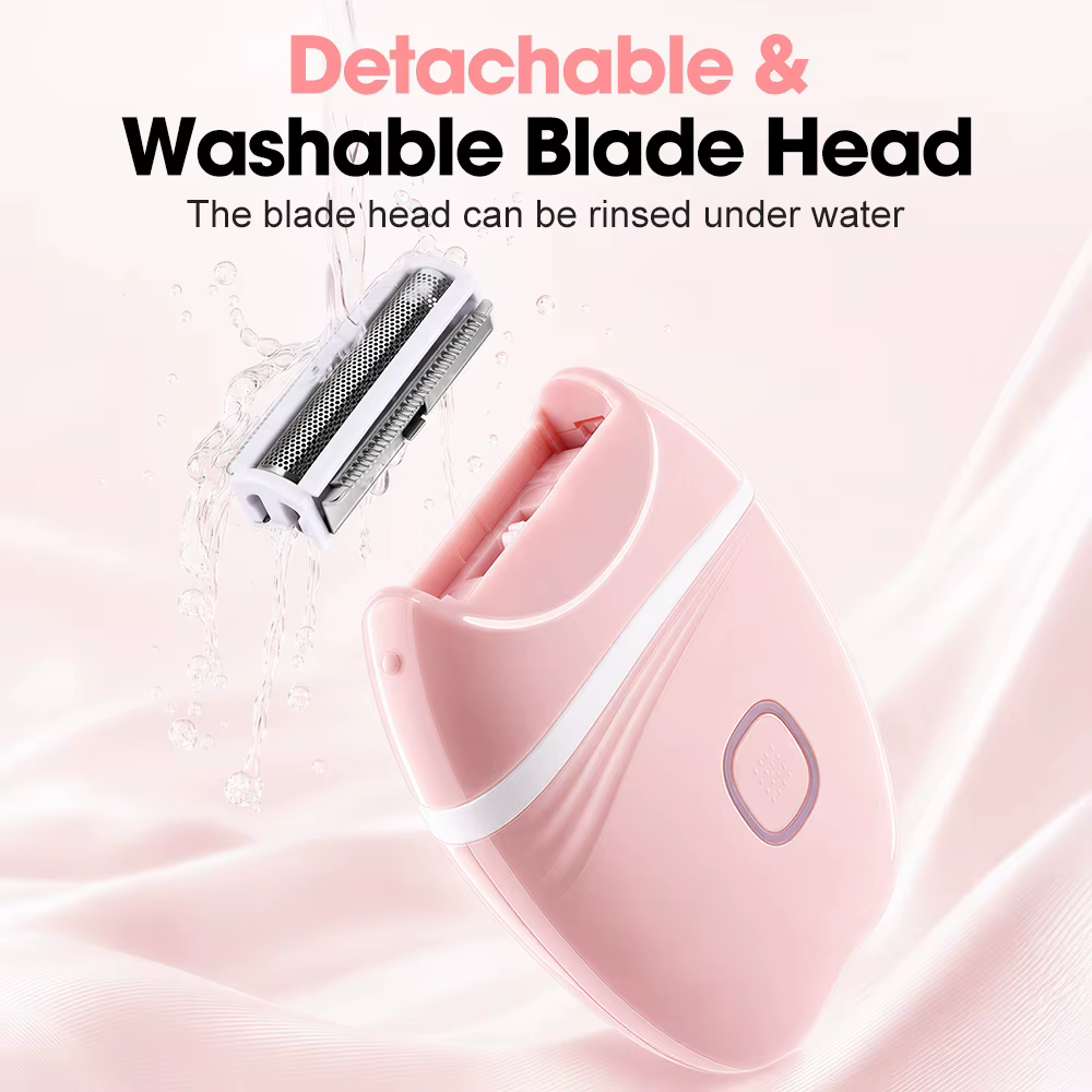 Rasoir Électrique Femme 3 en 1, Tondeuse Maillot et Corps, sans Fil et sans Douleur, Usage Sec et Humide, pour Jambes, Aisselles, Visage et Duvet, Rechargeable USB-C, Rose