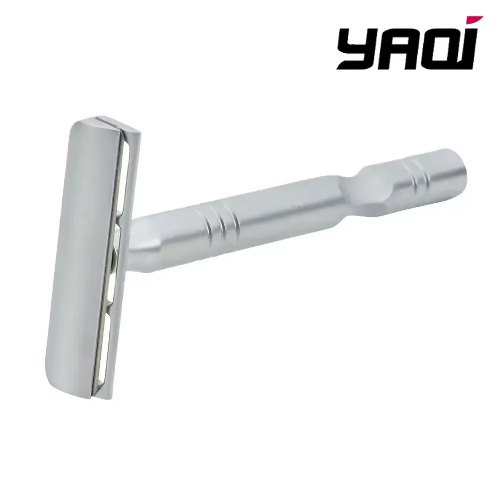 Rasoir YAQI couleur Chrome mat lame AC Excalibur à un seul tranchant hommes rasage sécurité