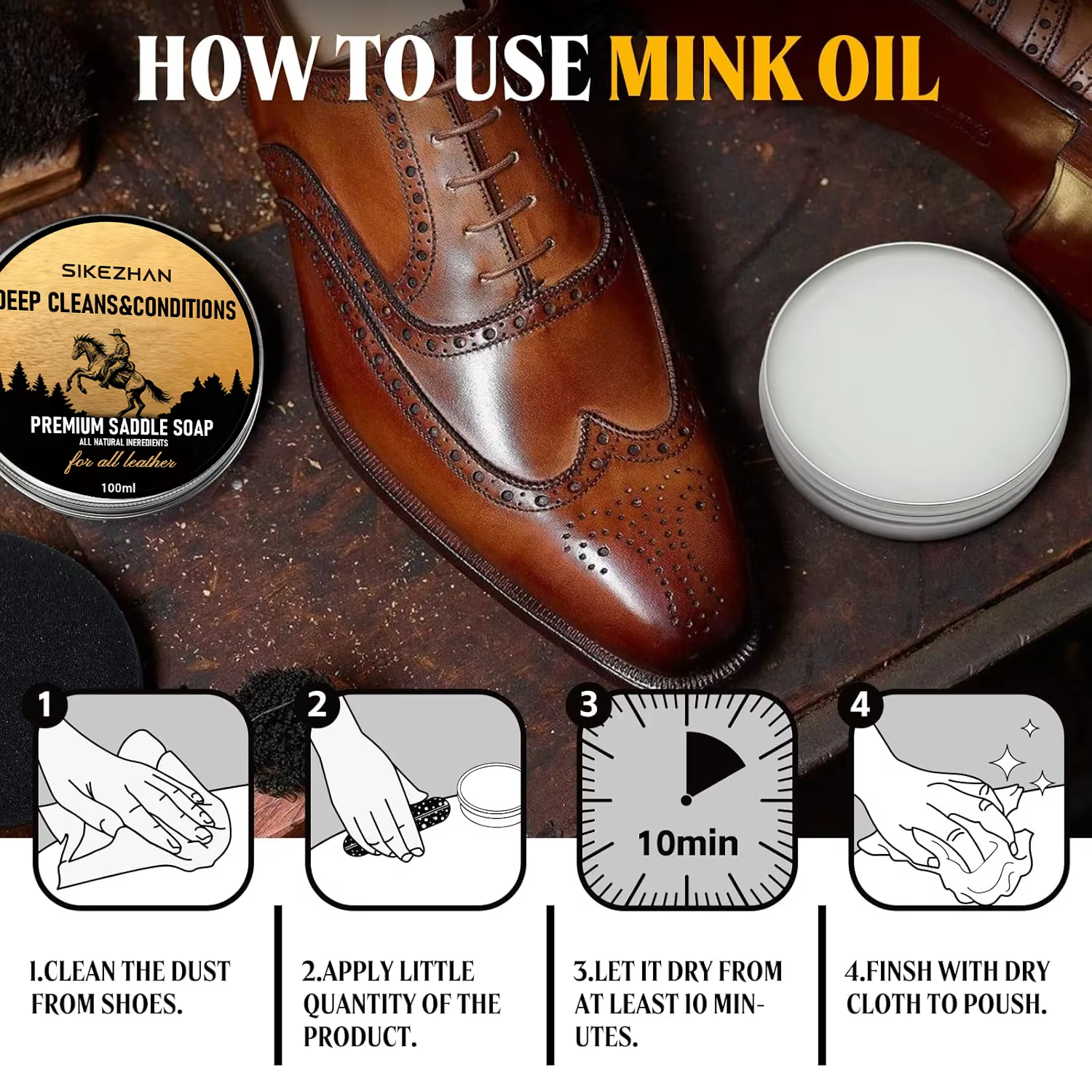 Savon de selle nettoyant pour chaussures en cuir – Savon de soin pour chaussures de qualité supérieure pour nettoyer en profondeur, état, restaurer et protéger les chaussures et les bottes en cuir
