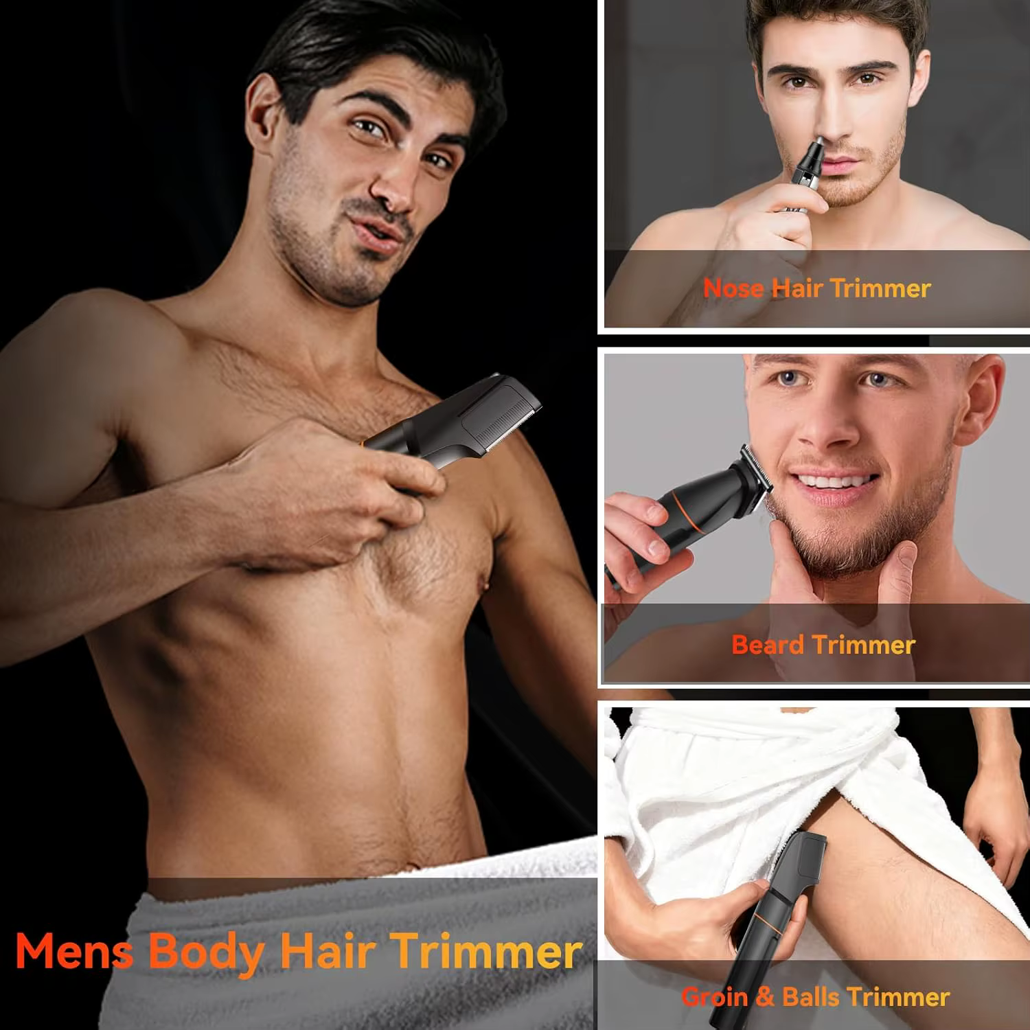 MAXGROOM Manscape corps tondeuse 4 en 1 IPX6 étanche pubien et aine rasage électrique Kit de toilettage pour hommes nez