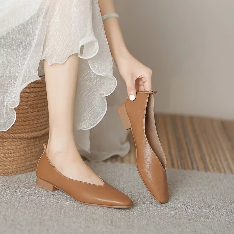 Chaussures multicolores en cuir véritable pour femmes, mocassins polyvalents, chaussures à talons bas, Parker rond, plat, astronomique, coupe peu profonde, chaussure simple, décontracté