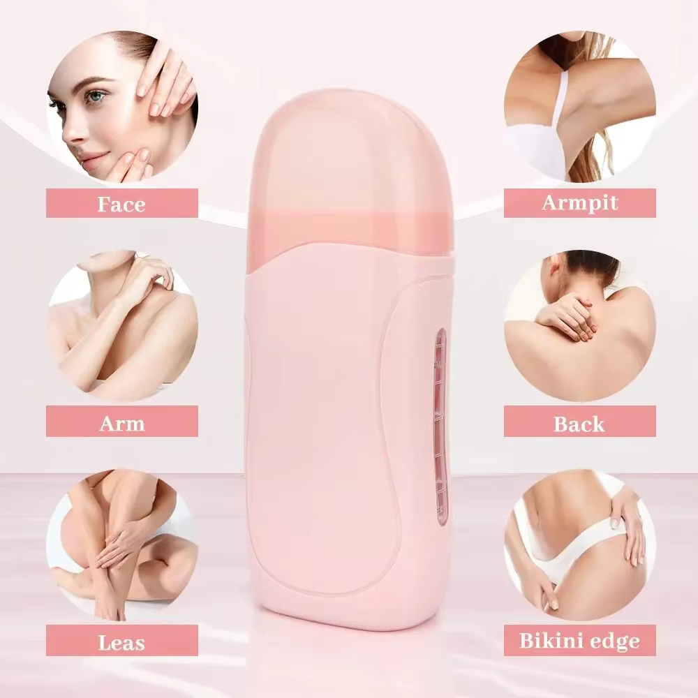 【Nouveau! Chaud 】 Kit de cire à rouleau avec chauffage-cartouches d'épilation unisexe ensemble chauffant de crème dépilatoire chaude pour le corps et le visage