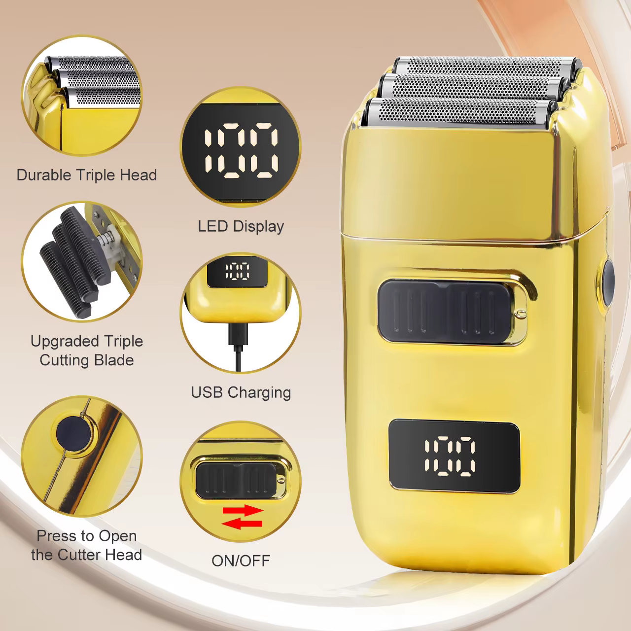 Rasoir électrique rechargeable pour hommes