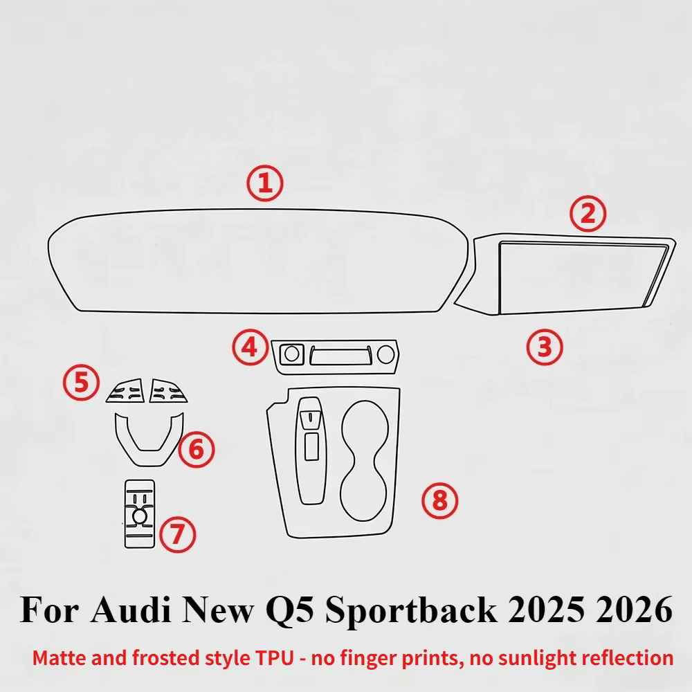 Film de protection PPF en TPU mat pour Audi Q5 Sportback 2025 2026, panneau de commande, écran de navigation GPS, résistant aux rayures, accessoires de voiture