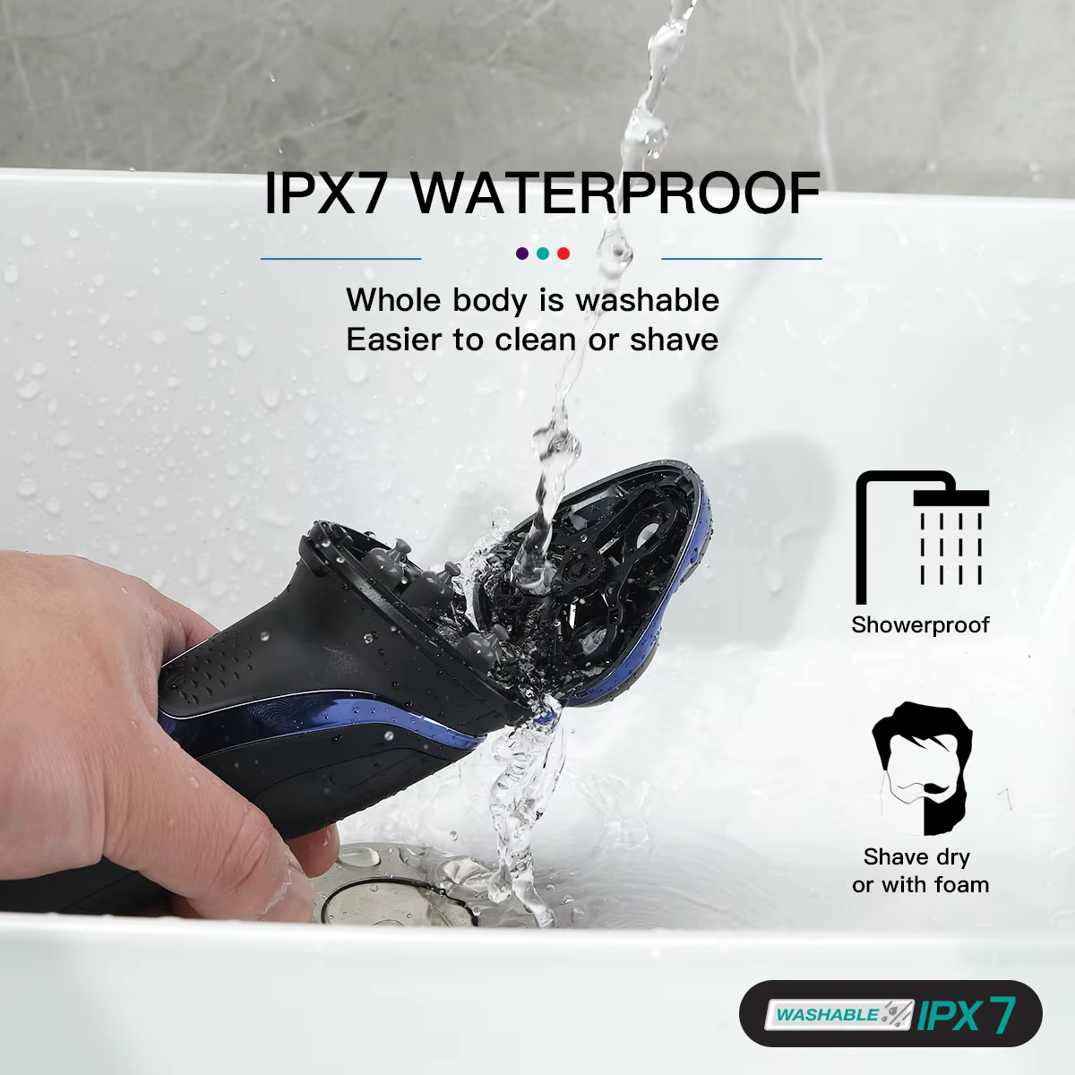 VGR tondeuse tondeuse à barbe pour hommes rasoir electrique homme rasoir homme Rasoir Rasoir électrique Professionnel Machine à raser Flottant Tondeuse à barbe IPX7 Étanche Rechargeable Rasoir pour ho