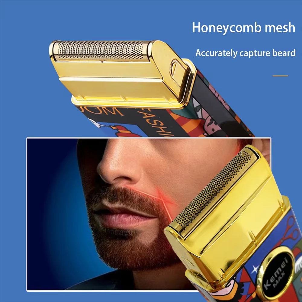 Kemei KM-RS7098 Titane Double Feuille Alternative Rasoir Professionnel Barbier Finition Électrique Hommes
