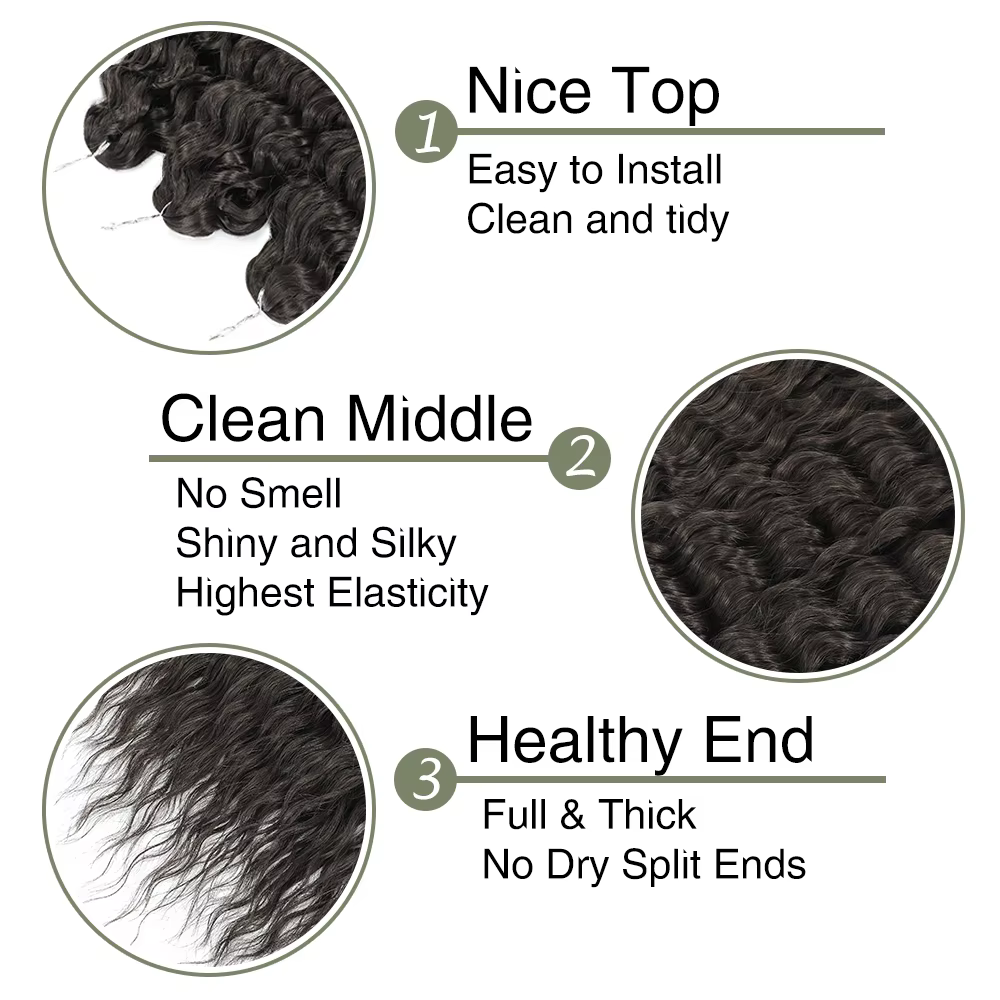 22 "300g Curl Crochet cheveux Ombre gris Orange Blonde synthétique vague d'eau torsion Crochet cheveux Afro boucles tressage Extension de cheveux