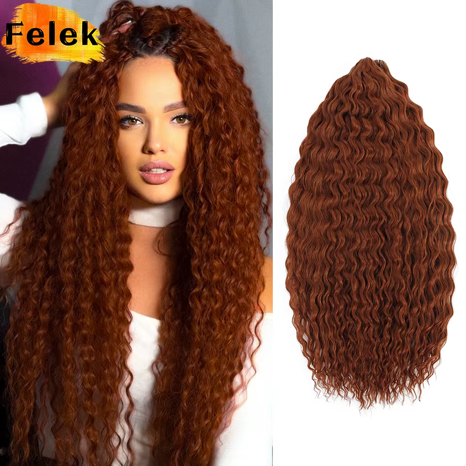 Extensions capillaires synthétiques bouclées bordeaux, boucles Ariel, tresses au Crochet, ombrées vertes ondulées, cheveux Afro torsadés