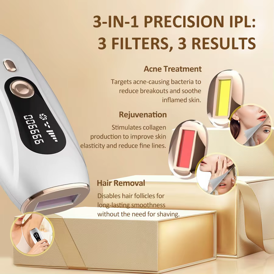 Épilateur Laser Portable 3-en-1 Amélioré