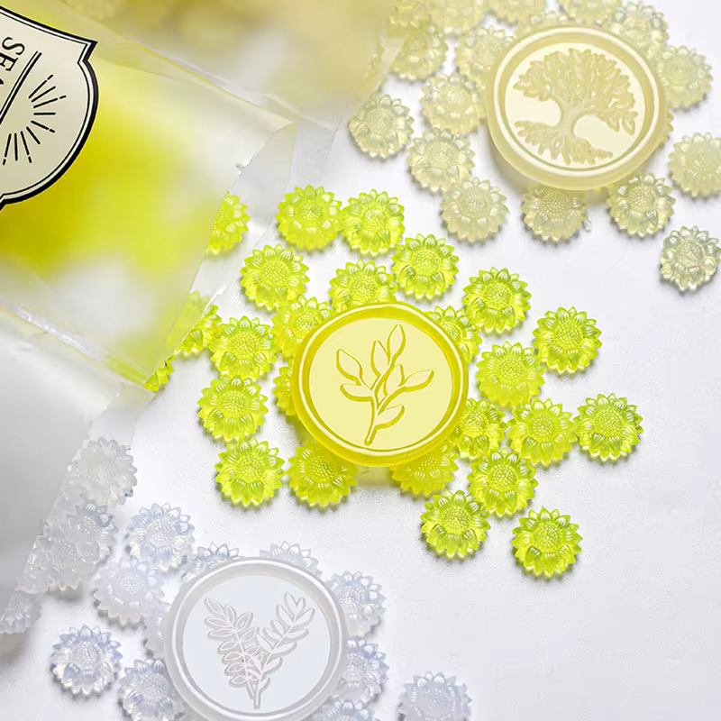 Pellets de cire de tournesol transparents, transparents, pour sceaux de cire, cartes d'invitation, emballage cadeau de noël, enveloppe, 100 pièces