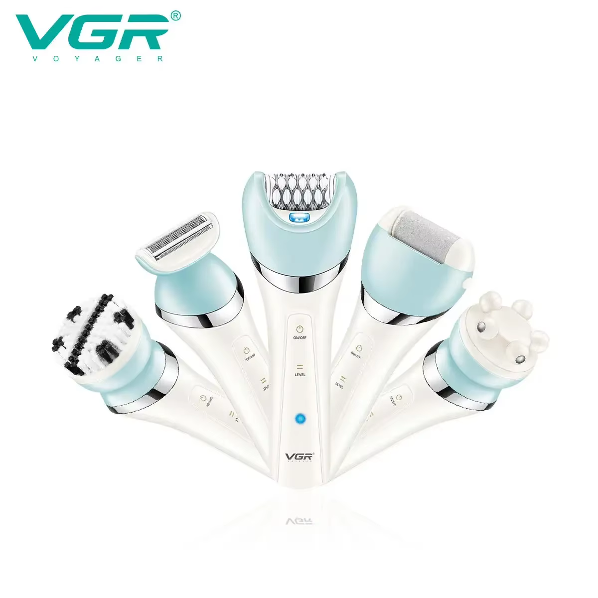 VgazV-703 IPtage étanche 5 en 1 kit de toilettage électrique Lady rasoir épilateur aste pied callosités ensemble