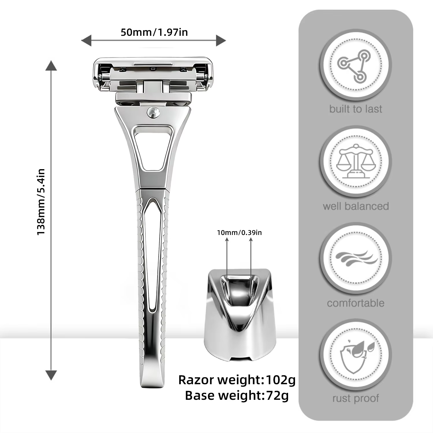 Whityle 24TS Glide Pro 4D Super acier inoxydable rasoir 4 Haft lame Kit
