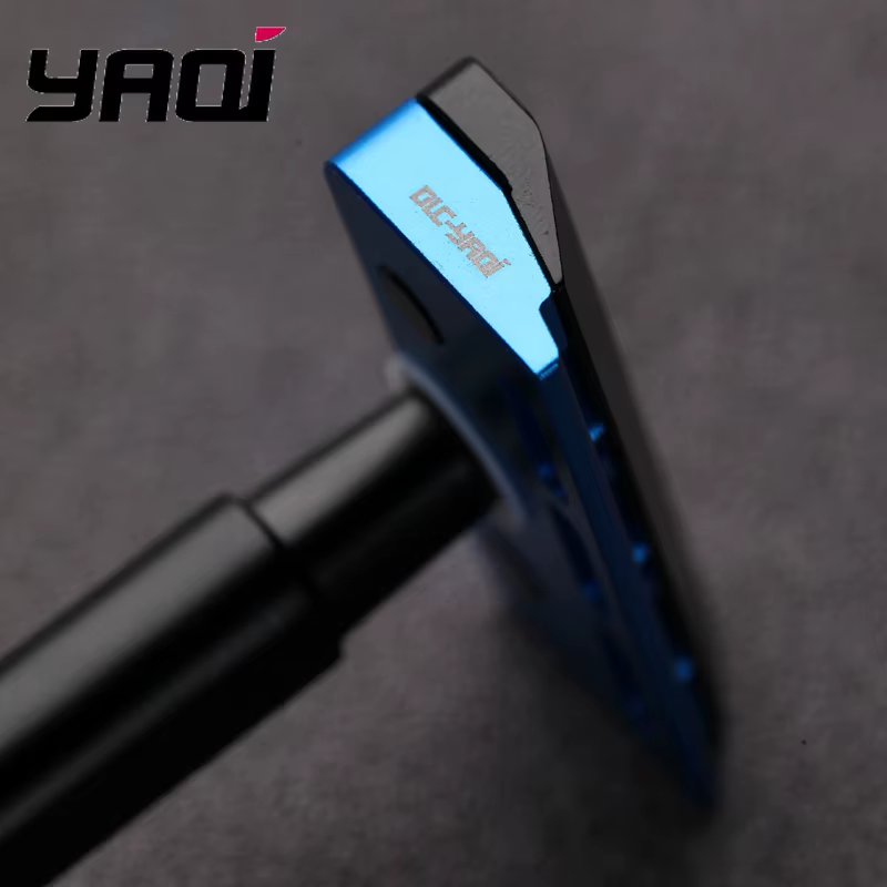 Nouveau rasoir de sécurité 2026 YAQI noir et bleu Tachi (version aluminium) léger à lame simple