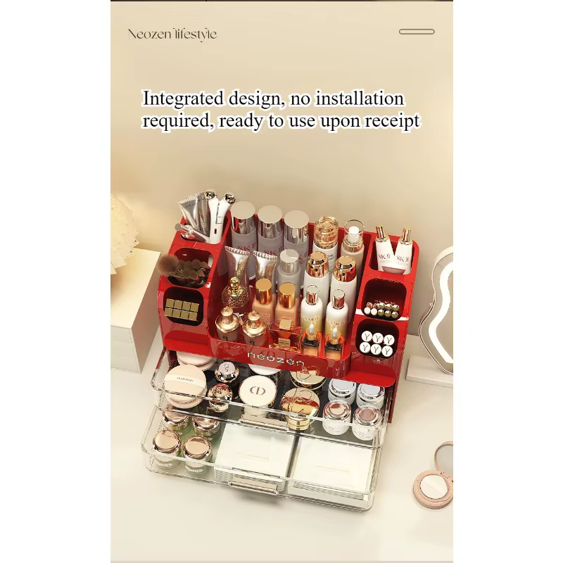 Boîte de Rangement Cosmétique de Bureau Premium pour Soins de la Peau, Rouge à Lèvres, Parfum, Pinceaux – Organisateur de Commode à Grille
