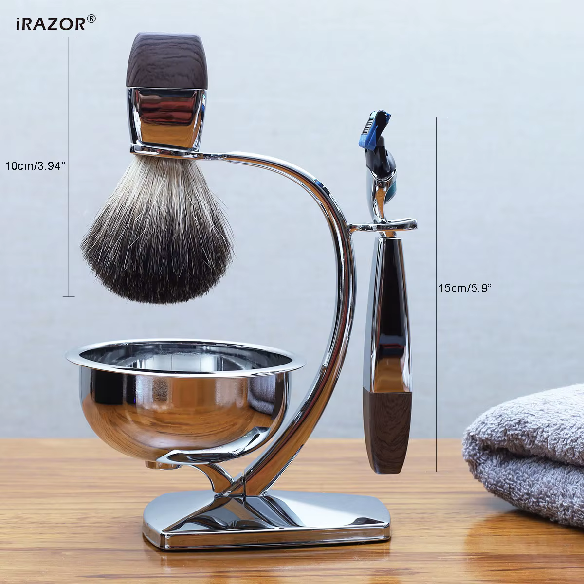 IRAZOR Kit de rasage humide classique pour hommes avec 5 lames de rasoir Fit Fusion 5