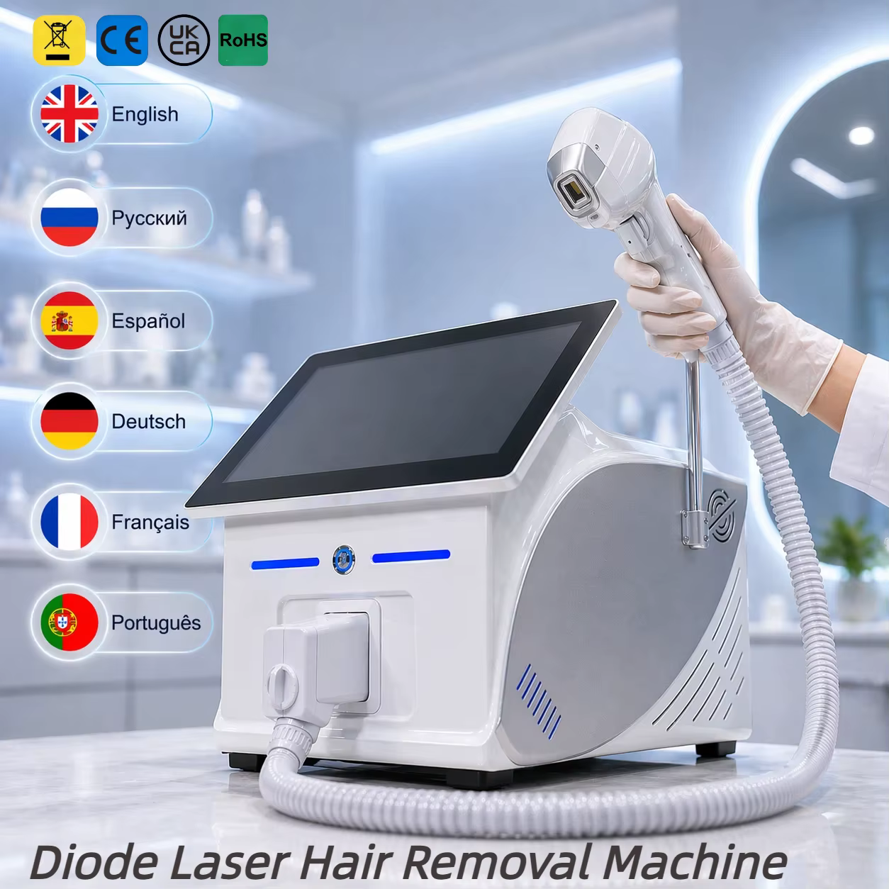 Épilateur laser YAG à poignée glacée