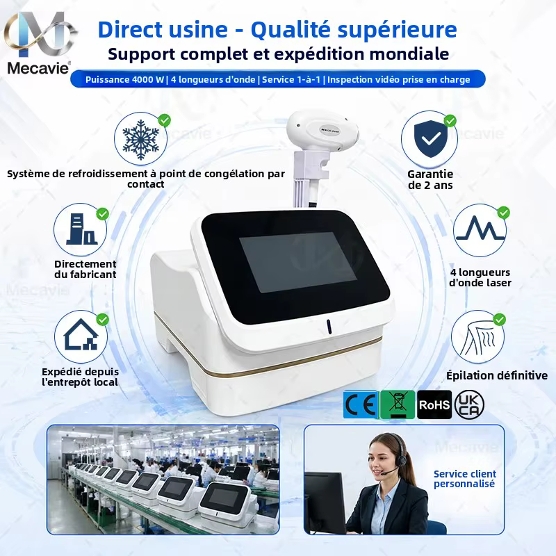 Mini Épilateur Laser Diode 808 nm Ice Platinum 4000W pour Épilation et Rajeunissement Cutané avec Réservoir d'Eau Externe 2026