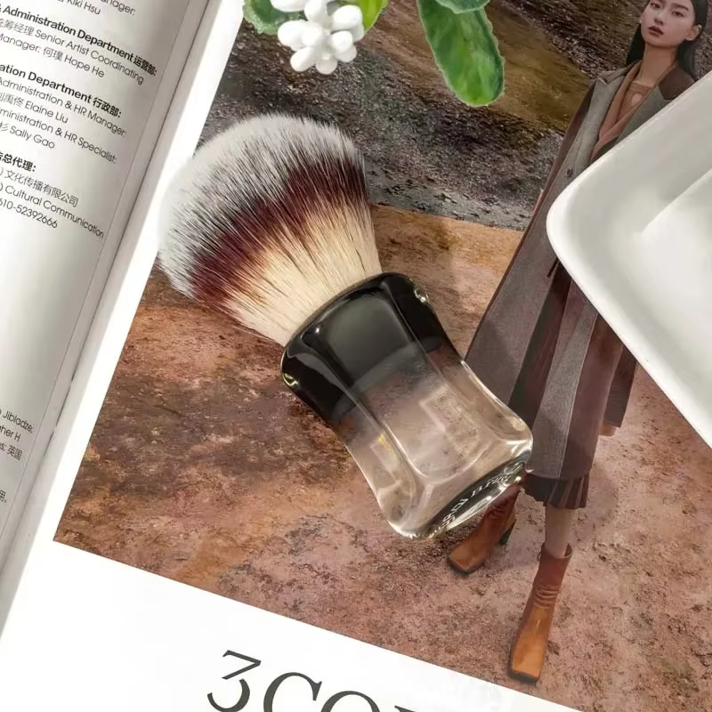 YAQI Robin cheveux synthétiques poignée transparente hommes brosse de rasage humide hommes produits de rasage