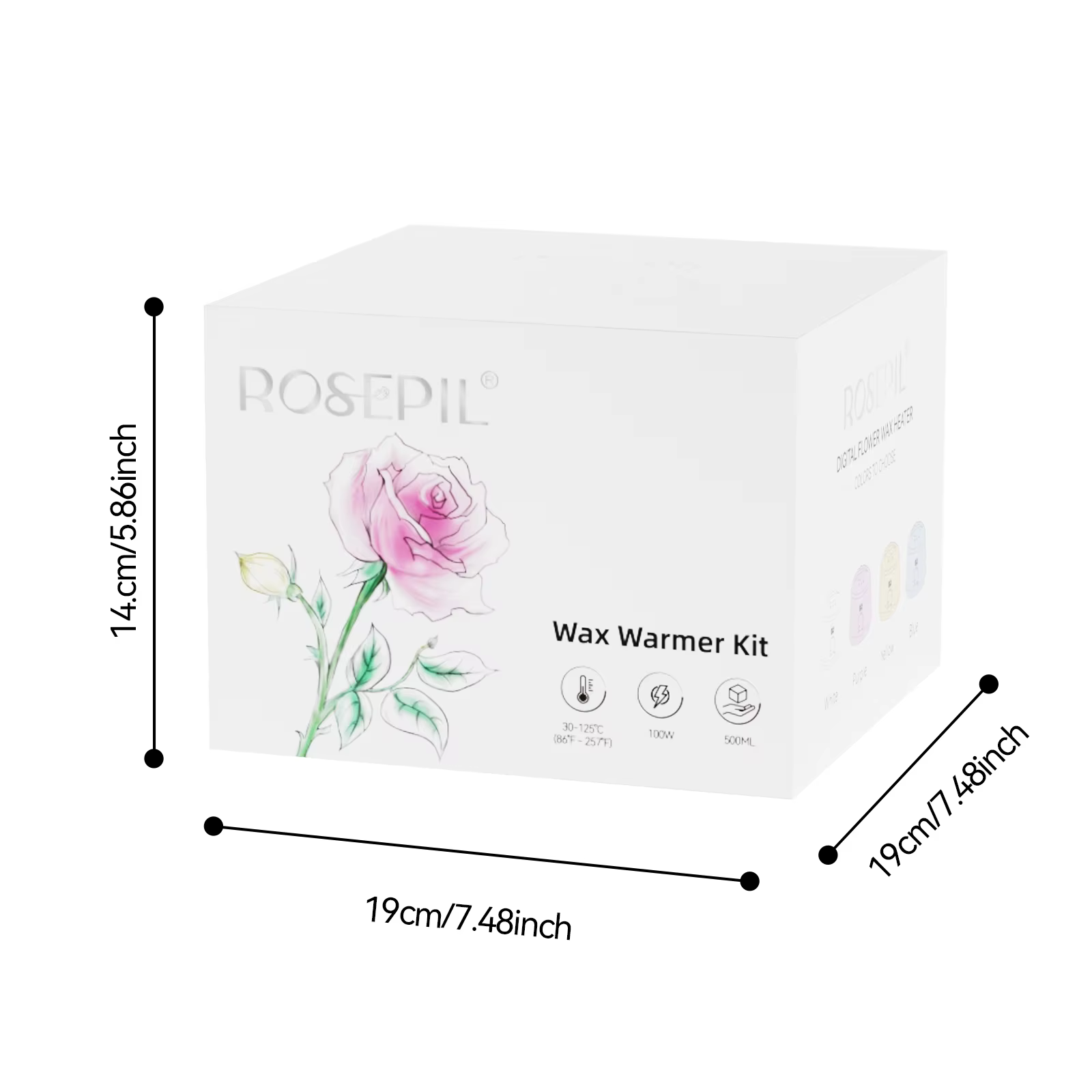 Kit chauffe-cire premium ROSEPIL 38 pièces avec pot en silicone de 450 ml et 6 sachets de cire douce à faible irritation pour différentes zones du corps