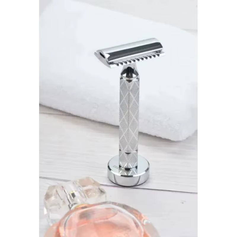 Nouveauté 2026 ! Support de rasoir de sécurité pour homme YAQI couleur chrome