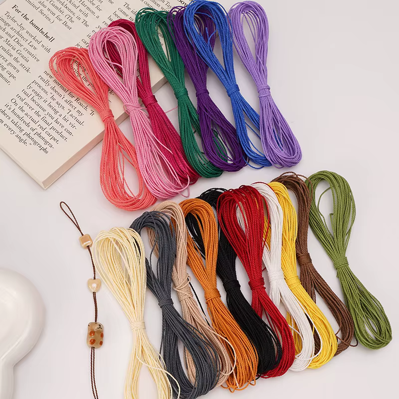 Cordon ciré en polyester de 1 mm, 10 m/sac, pour la confection de bijoux, la broderie, le bricolage, la fabrication de bracelets et de colliers, accessoires de tissage