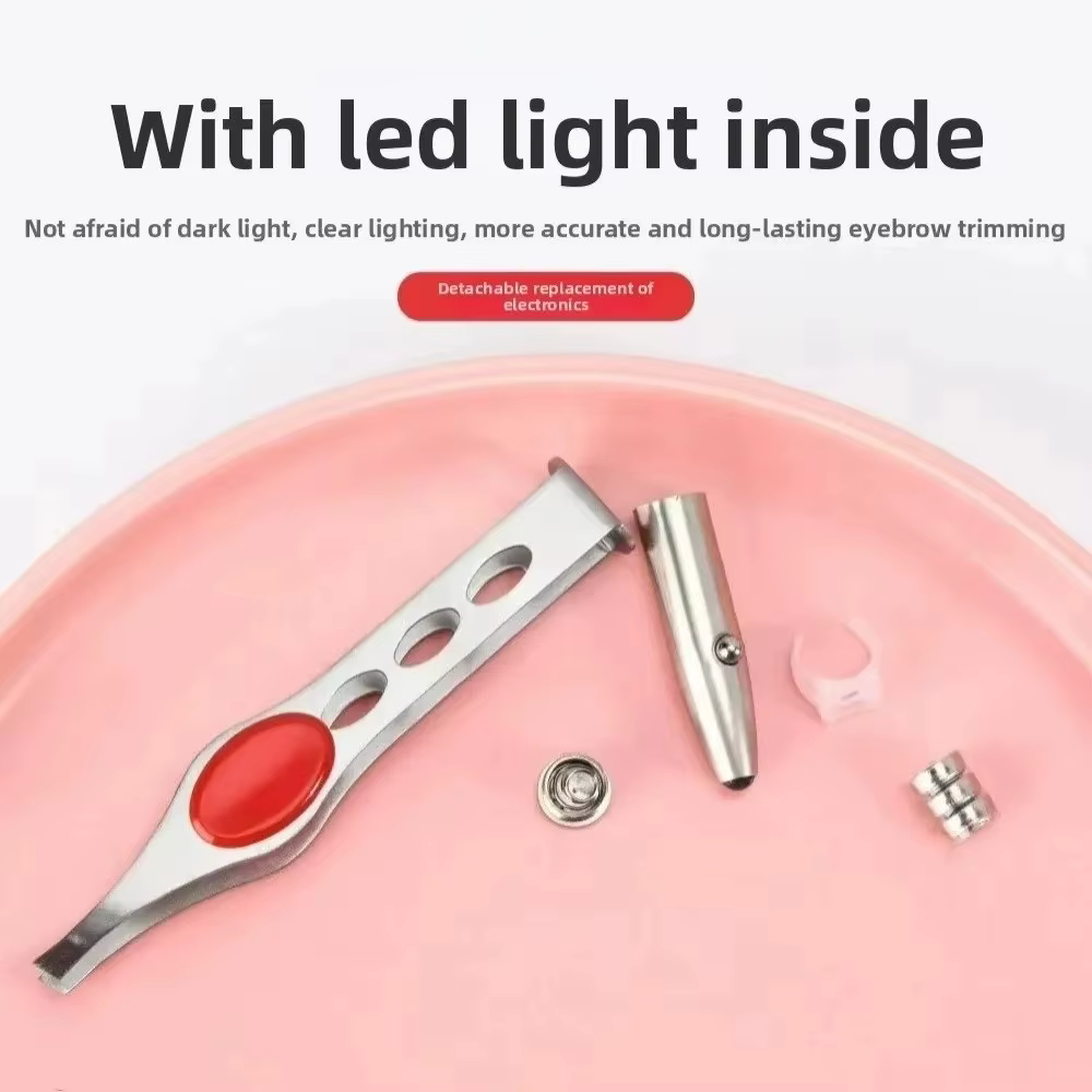 1 pièce - Outil professionnel d'épilation des sourcils - Pince à épiler en acier inoxydable avec lumière LED