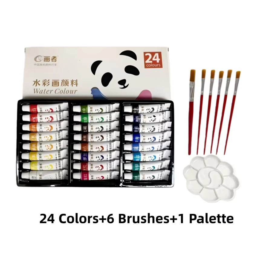 12/18/24 couleurs, 5 ml/0,18 oz, ensemble de peinture aquarelle, livré avec 6 pinceaux et 1 palette, parfait pour les travaux manuels, le papier.