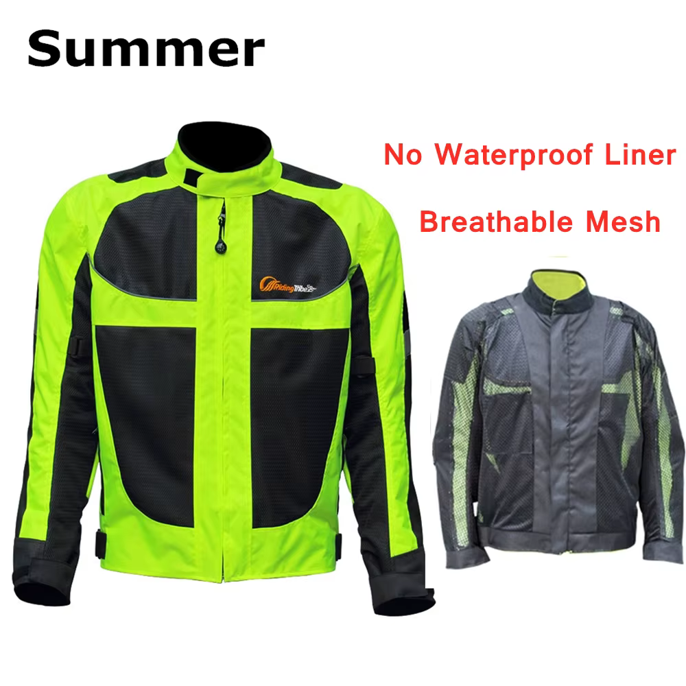 Veste de moto respirante pour hommes et femmes, manteau d'équitation de nuit à haute visibilité avec 5 coussinets de protection, Style d'été, JK-21