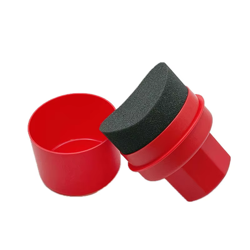 Brosse éponge incurvée pour polissage de roues de voiture, avec couvercle, tampons applicateurs de Contour propre, accessoires de voiture