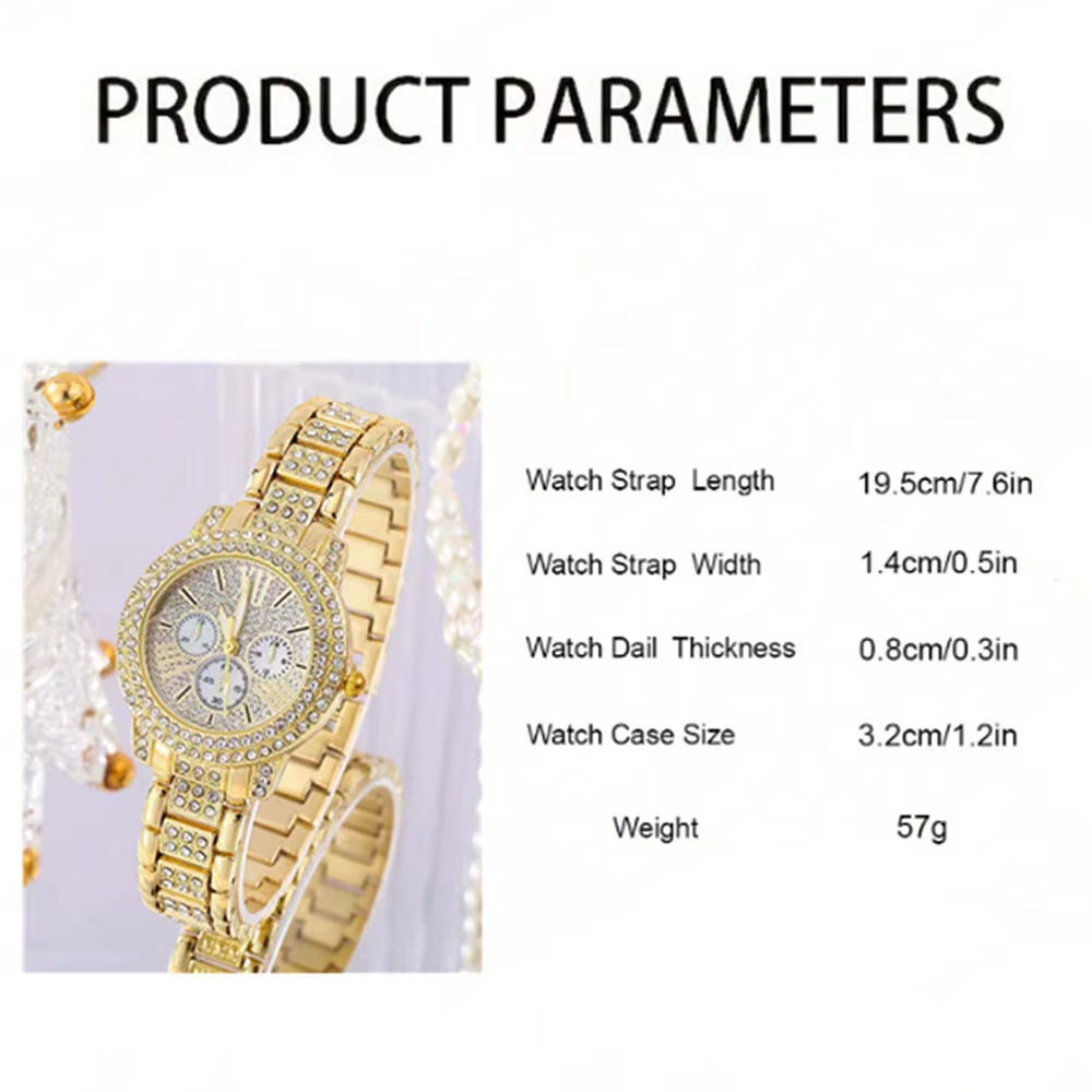 Montre à Quartz pour femmes or luxe femmes bague collier boucle d'oreille strass mode montre-bracelet décontracté dames montres ensemble de bijoux 