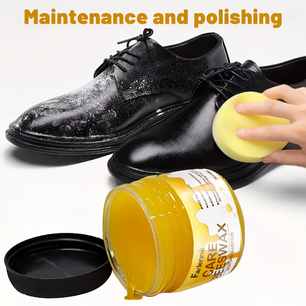 Kit d'entretien des chaussures – Convient pour le polissage et l'entretien des surfaces du cuir artificiel, cire d'abeille d'entretien de qualité supérieure pour différentes couleurs